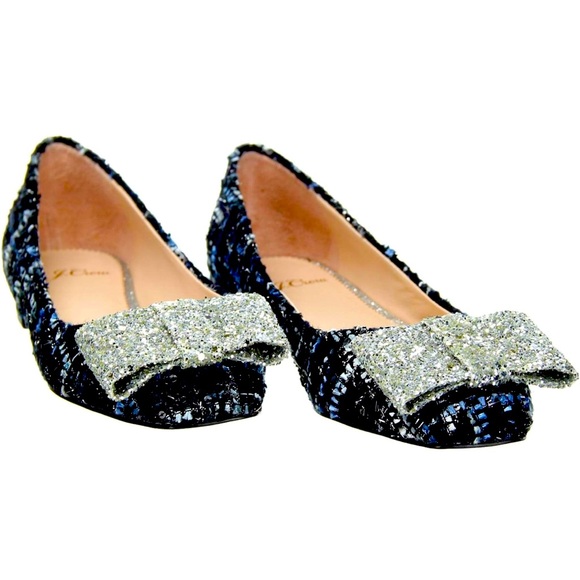 JCrew Sally Ballet Flat in Tweed w/ Glitter Bow - Picture 1 of 12
